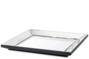 Taca dekoracyjna Glamour srebrno-kremowa MDF i szkło 33 × 27 cm