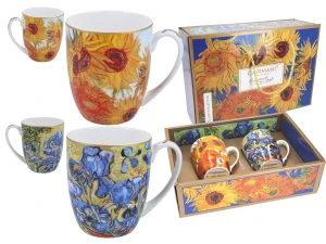 CARMANI Kpl. 2 kubków Van Gogh Słoneczniki i Irysy