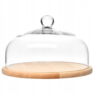 Klosz z drewnianą paterą Glamour KROSNO 28,5cm patera