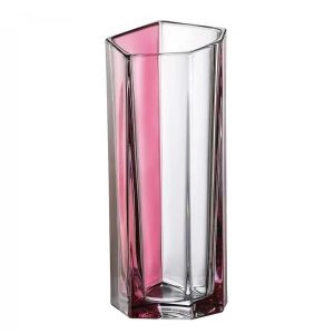 Bohemia Wazon kryształowy Bazalt Pink Line różowy 30 cm