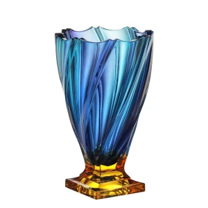 Bohemia Wazon kryształowy Ponti Ocean Amber na nodze 330 mm