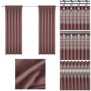 Zasłona dekoracyjna Olena 140 × 270 cm, ciemnoróżowa, na taśmie