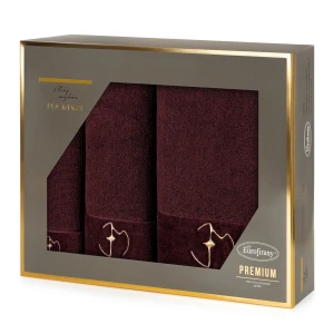 Komplet ręczników GAJA 3 szt. 100% bawełna frotte 550 g/m² bordowy