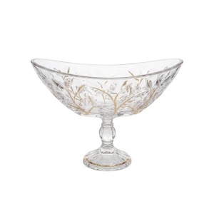 Misa na nóżce Prestige Laurus Linear Gold, szkło kryształowe, 340 mm