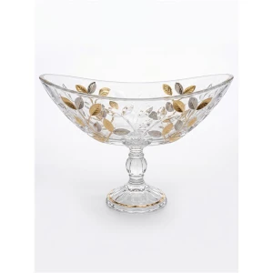 Bohemia Prestige Misa dekoracyjna na nóżce Laurus Silver Gold 34 cm