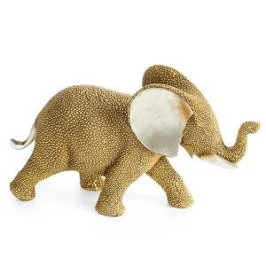 Złota figurka dekoracyjna Słoń LUKAS do wnętrz 23 × 7 × 13 cm