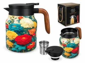 CARMANI Termos z zaparzaczem do herbaty i ziół 1000 ml Kwiaty