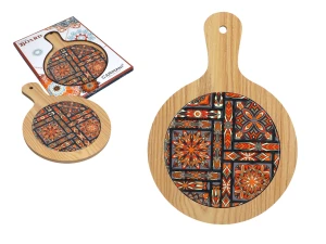 Podstawka drewniano-ceramiczna pod garnek, wzór marokański 19,5 × 27,5 cm