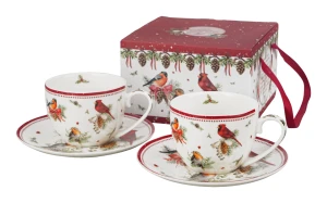 Zestaw 2 filiżanek ze spodkami Birds of Winter 270 ml w pudełku