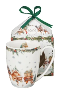 Kubek classic w pudełku z kokardą CHRISTMAS VILLAGE