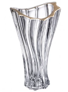 Wazon kryształowy PLANTICA Gold Rim ze złotym zdobieniem 32 cm