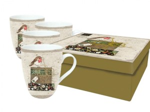 Komplet 4 kubków świątecznych Bug Art Robin