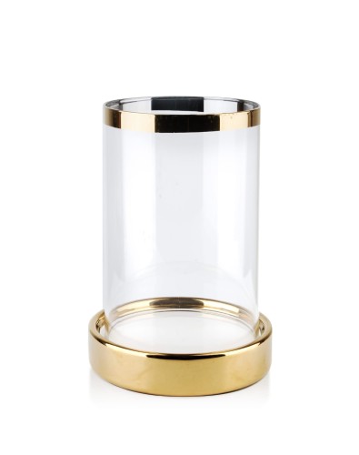Świecznik metalowy z kloszem RITA GOLD 17 cm 5902643332041