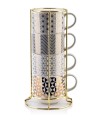 Komplet 4 filiżanek 250 ml ze spodkami CHIC GOLD 5902643350229