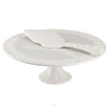 Villa Italia Patera do ciasta ażurowa 30 cm z łopatką Clara Ivory 5901568381646