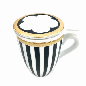 Kubek z zaparzaczem ceramicznym Serko Bogucice Paski