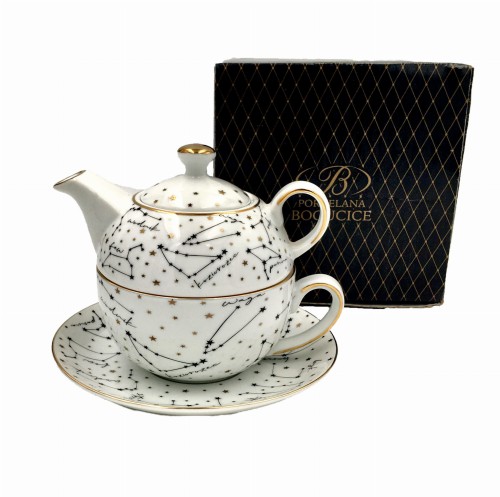 Zestaw Tea For One Filiżanka + Czajnik 300ml Zodiac White Bogucice 5903517000011