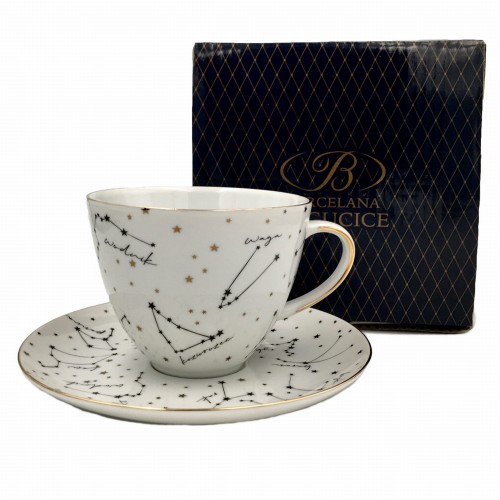 Filiżanka jumbo ze spodkiem Zodiac White Bogucice  5903517099978