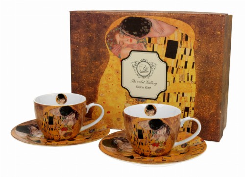 Duo Komplet 2 filiżanek espresso ze spodkami Gustav Klimt Pocałunek 5902693924081