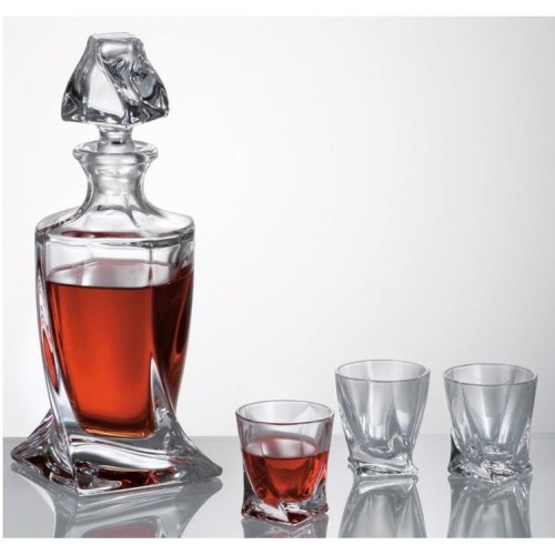 Bohemia kpl. 7 cz. do wódki karafka + 6 kieliszków QUADRO 8593410884336