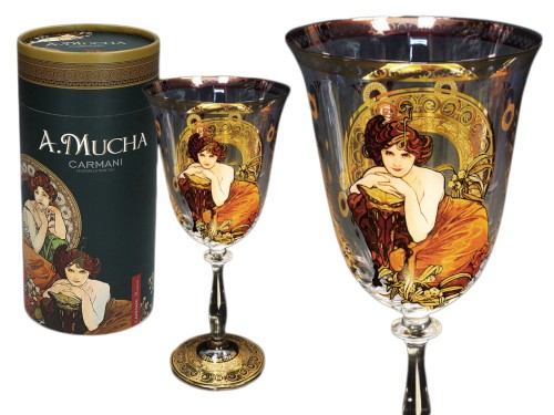 Kieliszek do wina - A.Mucha. Kamienie szlachetne - Szmaragd (CARMANI) 5907580068275
