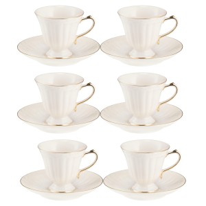 Zestaw 6 Filiżanek ze spodkiem 200 ml CLARA IVORY Villa Italia