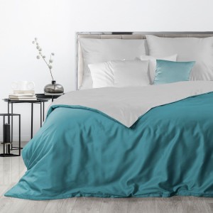 Komplet pościeli NOVA 3 satyna 160x200 Srebrny + Turkusowy