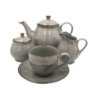 Alumina zestaw do herbaty kawy 6 osób Nostalgia Popiel 155