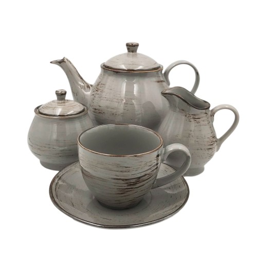 Alumina zestaw do herbaty kawy 6 osób Nostalgia Popiel 155