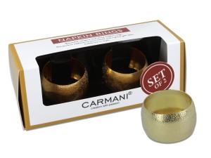 CARMANI Kpl. 2 Pierścieni na serwetkę - obrączka szeroka złota
