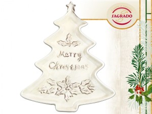 Talerz świąteczny Choinka - kremowy