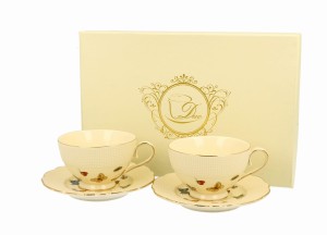 Filiżanki espresso ze spodkami 125 ml komplet 2 szt Motylki