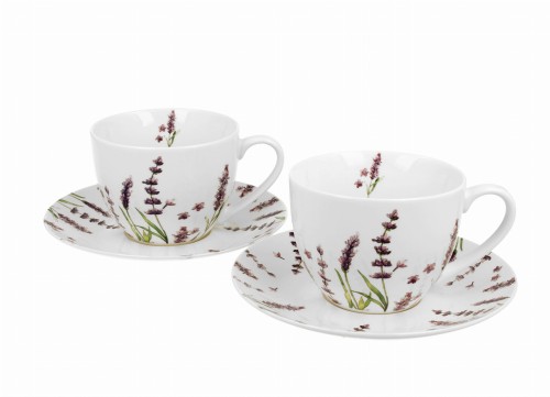 Filiżanki ze spodkami 270 ml komplet 2 szt Classic Lavender 5902693928409