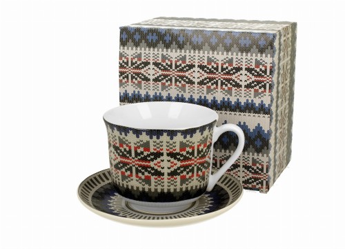 Filiżanka jumbo ze spodkiem 470 ml Sweterek Niebieski 5902693932871