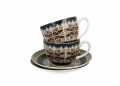 Filiżanki ze spodkami 280 ml komplet 2 szt Sweterek Niebieski 5902693933090
