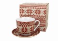 Filiżanka jumbo ze spodkiem 470 ml Sweterek Czerwony 5902693933038