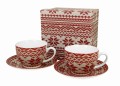 Filiżanki ze spodkami 280 ml komplet 2 szt Sweterek Czerwony 5902693933045