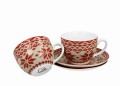 Filiżanki ze spodkami 280 ml komplet 2 szt Sweterek Czerwony 5902693933045
