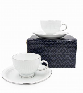 Komplet filiżanek ze spodkami 220 ml Minos Platin Bogucice