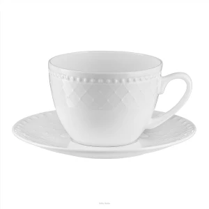 Villa Italia Filiżanka porcelanowa 250 ml ze spodkiem Roma White