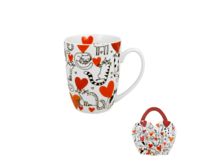 Kubek w koszyczku 350 ml Koci Świat - SERCA