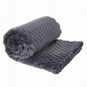 Koc narzuta pled CINDY6 z efektem 3D 70x160 Stalowy