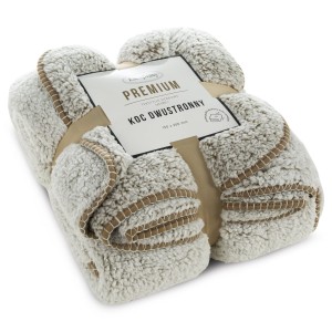 Koc Narzuta 70 x 160 Bukla Koala beż + biały Eurofirany Gruby