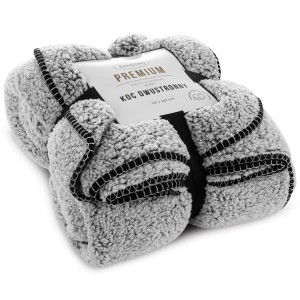 Koc Narzuta 70 x 160 Bukla Koala czarny + biały Eurofirany Gruby