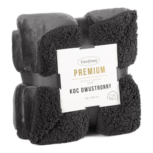 Koc dwustronny fotelówka TEDY 70x160 Stalowy miękki puszysty ciepły 5903571464170
