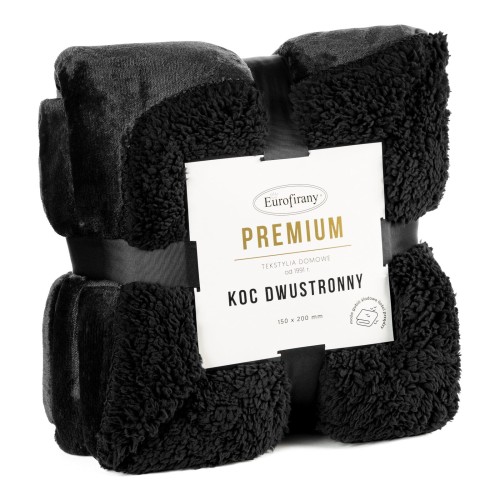 Koc dwustronny TEDY 150x200 Czarny miękki puszysty ciepły 5903571464248