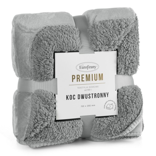 Koc dwustronny TEDY 150x200 Srebrny miękki puszysty ciepły 5903571464224