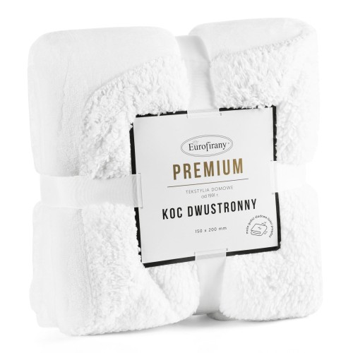 Koc dwustronny TEDY 200x220 Biały miękki puszysty ciepły 5903571464378