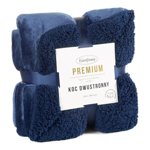 Koc dwustronny TEDY 170x210 Granatowy Baranek miękki puszysty ciepły 5903571464361