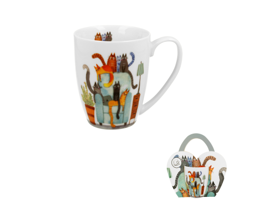 Kubek w koszyczku 360 ml KOTY NA FOTELU 5902693944126